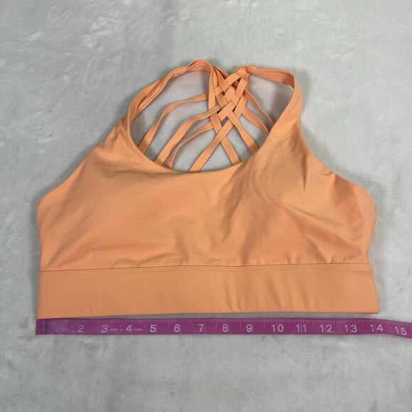 Zyia Active Orange Strappy 4 Cross Back Sports Bra Large Removable Padding Chrty - Picture 5 of 11